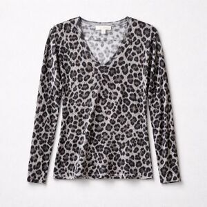 MICHAEL KORS Leopard V-Neck Sweater
